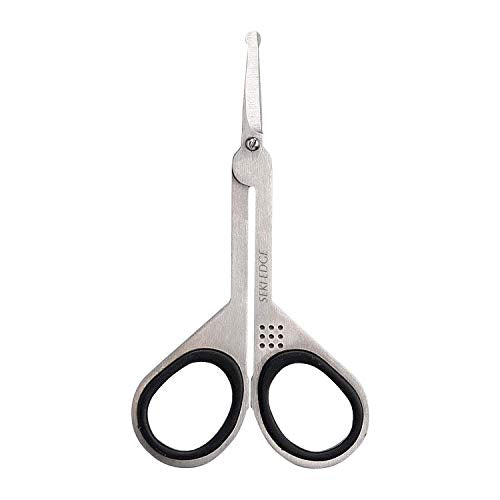 Seki Edge Stainless Steel Nostril Scissors (SS-908) - Safety Grooming Scissors with Round Blunt Tips for Trimming Nose Hair & Other Facial Hair for Men & Women - Made in Japan
