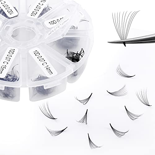 Premade Fans Short Stem 500 PCS 10D Eyelash Extensions 0.07mm C/D Curl 13-20mm Mixed Length WENDY LASHES Russian Volume Pre-made Lash Extension (500PCS-10D-0.07-D, 13-20mm mixed tray)