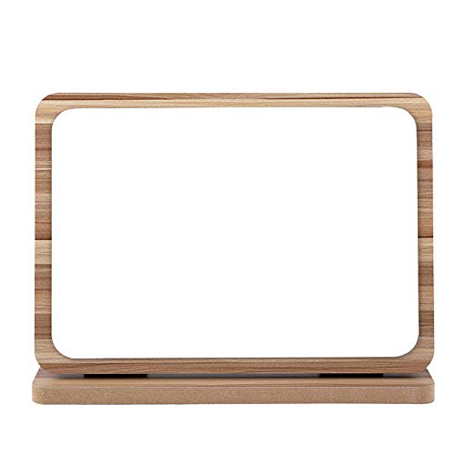 Aestivate Rectangle Compact Table Mirror Standing Wood Framed Mirror Desktop Mirror 90 Degree Rotating Mirror for Makeup Cosmetic (Vertical Rectangle)