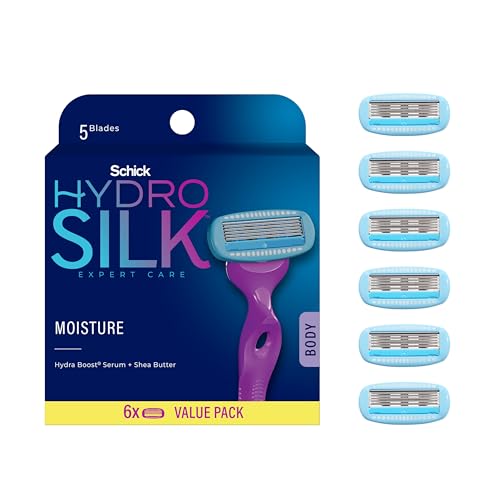 Schick Hydro Silk Moisturizing Razor Blade Refills for Women with Shower Hanger, 4 Count