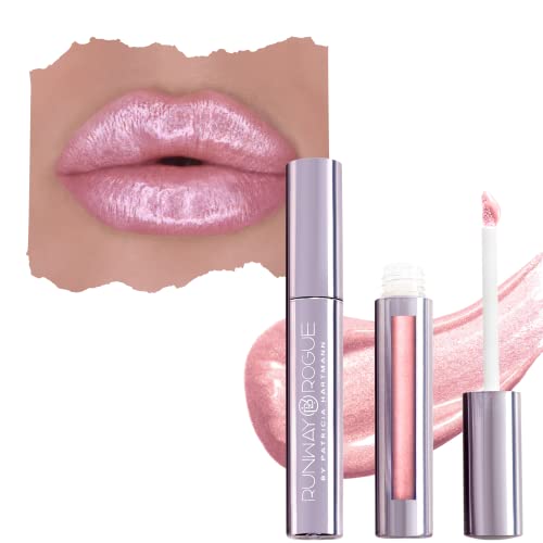 Runway Rogue LuxGloss Lip Gloss, High-Pigment Shimmer Soft Pastel-Pink Lip Gloss, ‘Catwalk’