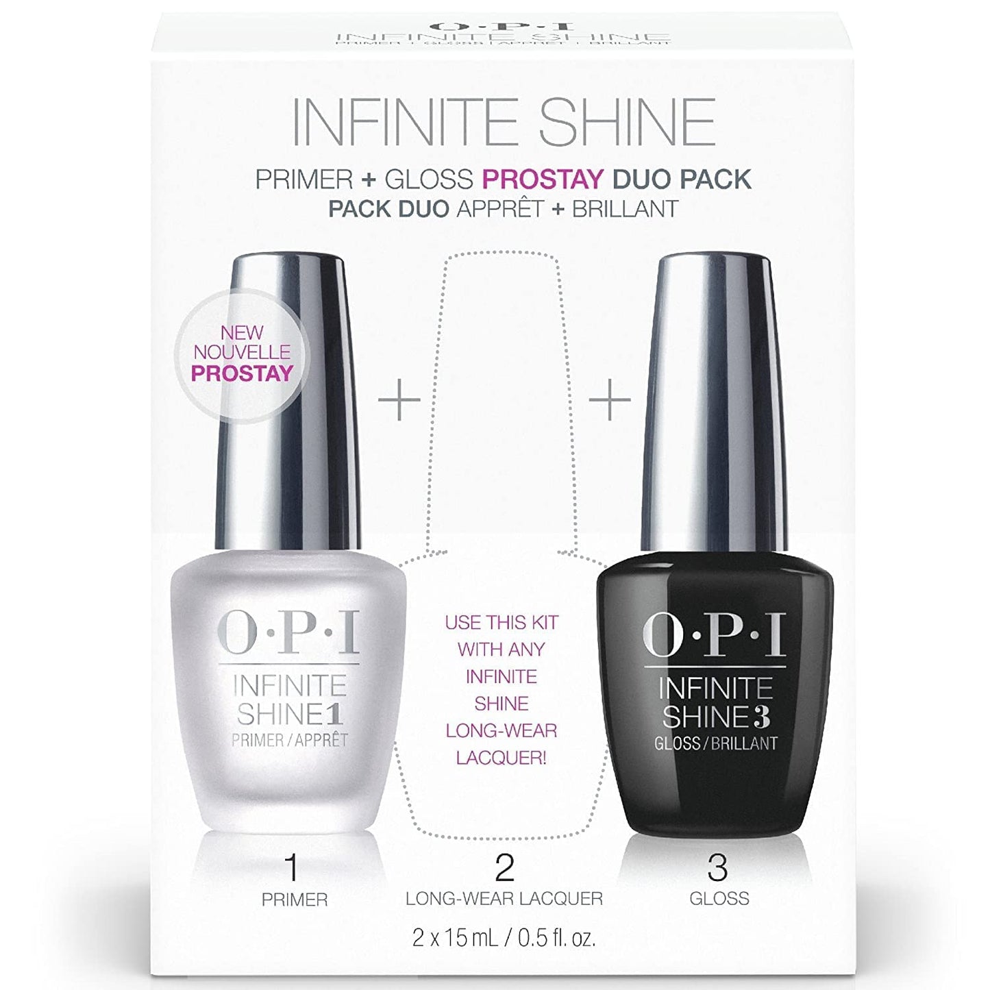 OPI Nail Polish Base Coat Primer & Gloss Top Coat, Infinite Shine Duo Pack, 0.5 Fl Oz (Pack of 2)