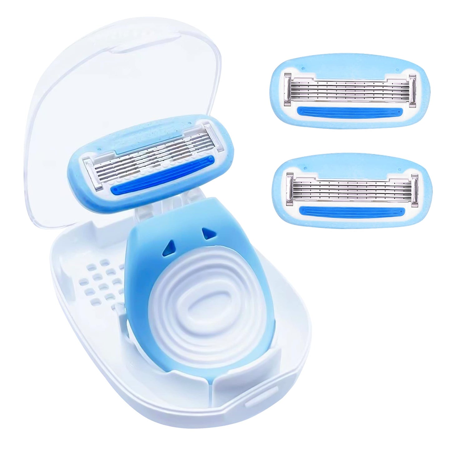 Timoarbe 5 Blade Mini Razor with Travel Case for Lady Girl, Not Disposable Razor Travel Essentials,Smooth Skin Soap Manual Shaver for Leg & Bikini -1 Mini Handle & 3 Cartridge Refills