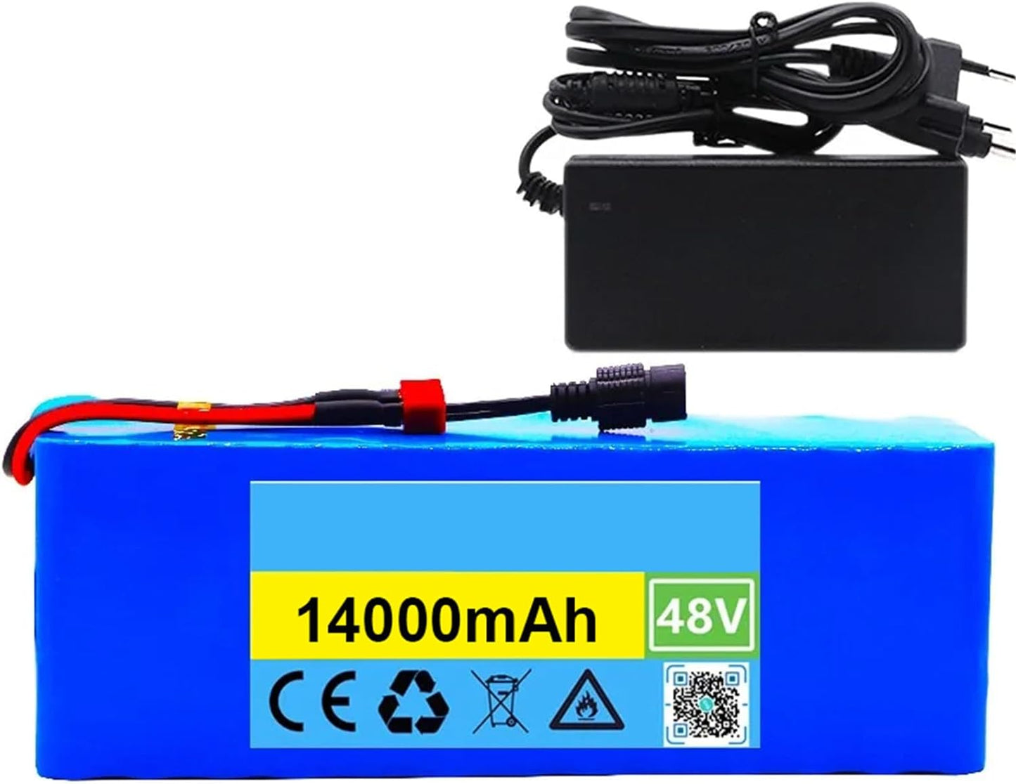 48V 12Ah/14Ah Lithium Battery, 48V 13S3P E-Bike Battery Pack,with BMS +54.6V Charger, for 200W-1000W Electric Bicycle Scooter Motor,14ah