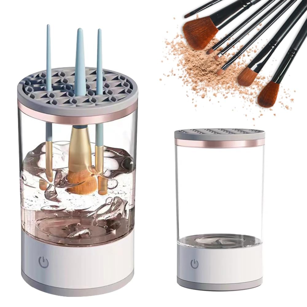 Yeria Brushly Pro Cosmetic Brush Cleaner, Upgraded Electric Makeup Brush Cleaner, Automatic Spinning Makeup Brush Cleaner for All Size Makeup Brush