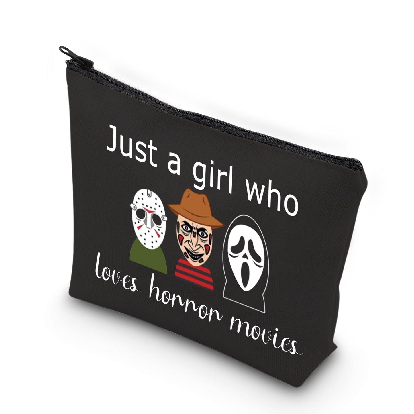 VAMSII Horror Movie Fan Gift Makeup Bag Just a Girl Who Loves Horror Movies Cosmetic Bag Halloween Ghostface Bag (Horror Movie)