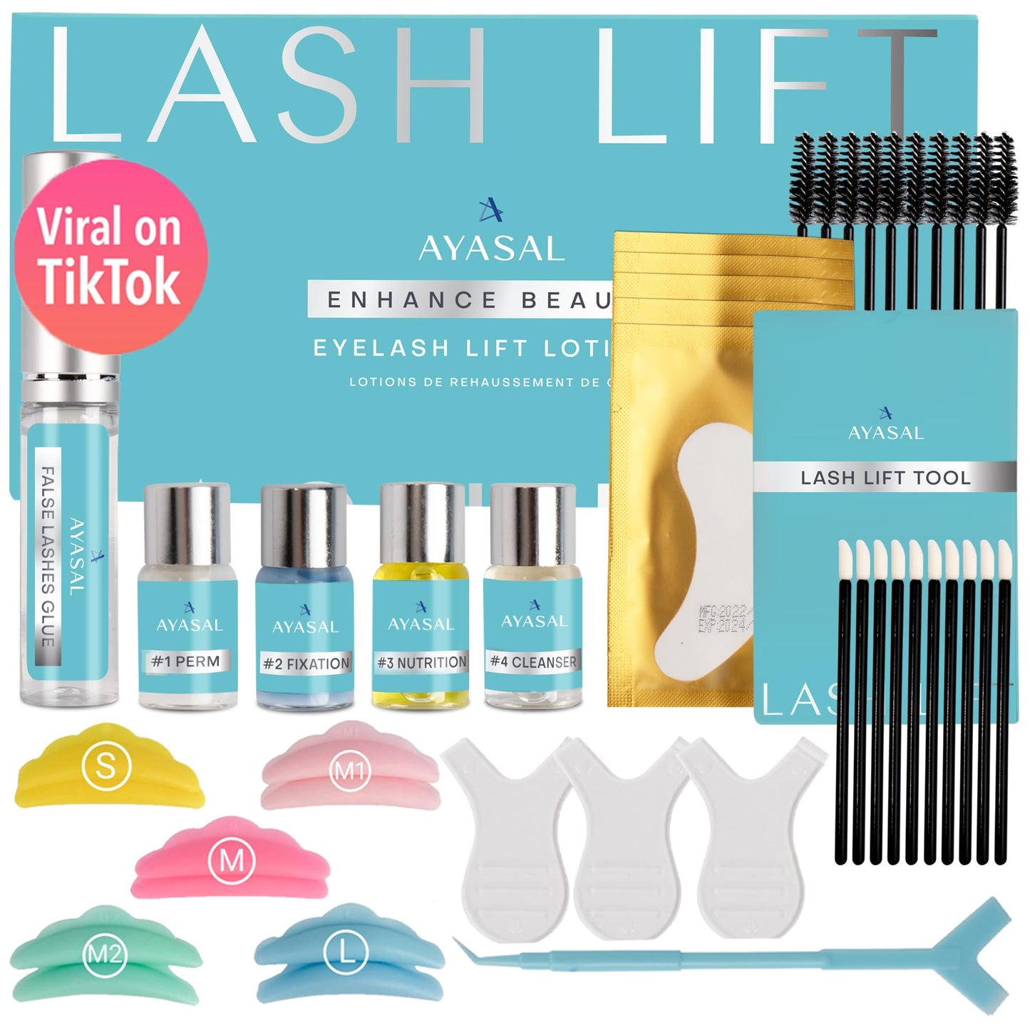 AYASAL Lash Lift Kit Eyelash Perm Kit, with Detailed Instruction Eyelash Lift Kit, Easy for Beginner and Professional Lash Perm Kit, Achieve Salon-Quality Lashes Lift with Safe and Effective Result
