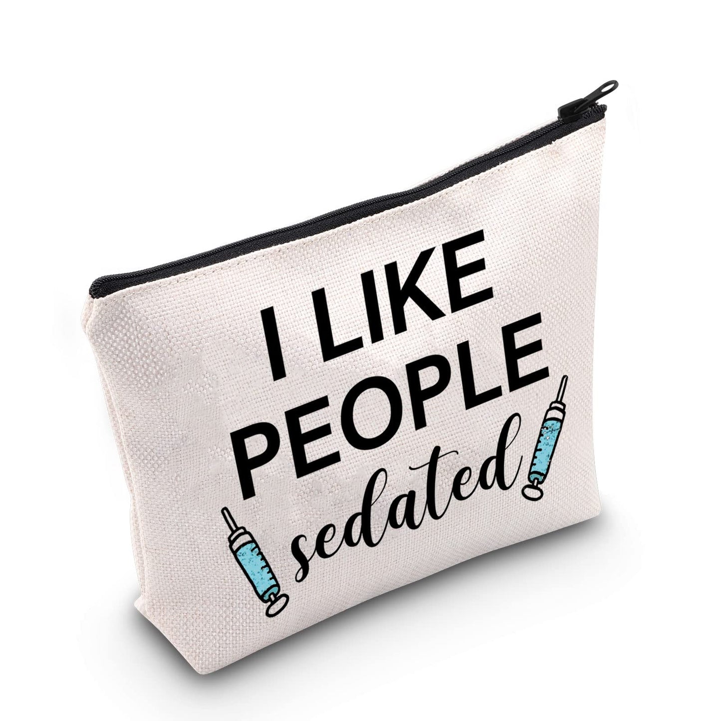 POFULL Anesthesia Gift CRNA Gift I like People Sedated Cosmetic Bag Nurse Anesthetist Gift (I like People Sedated bag)