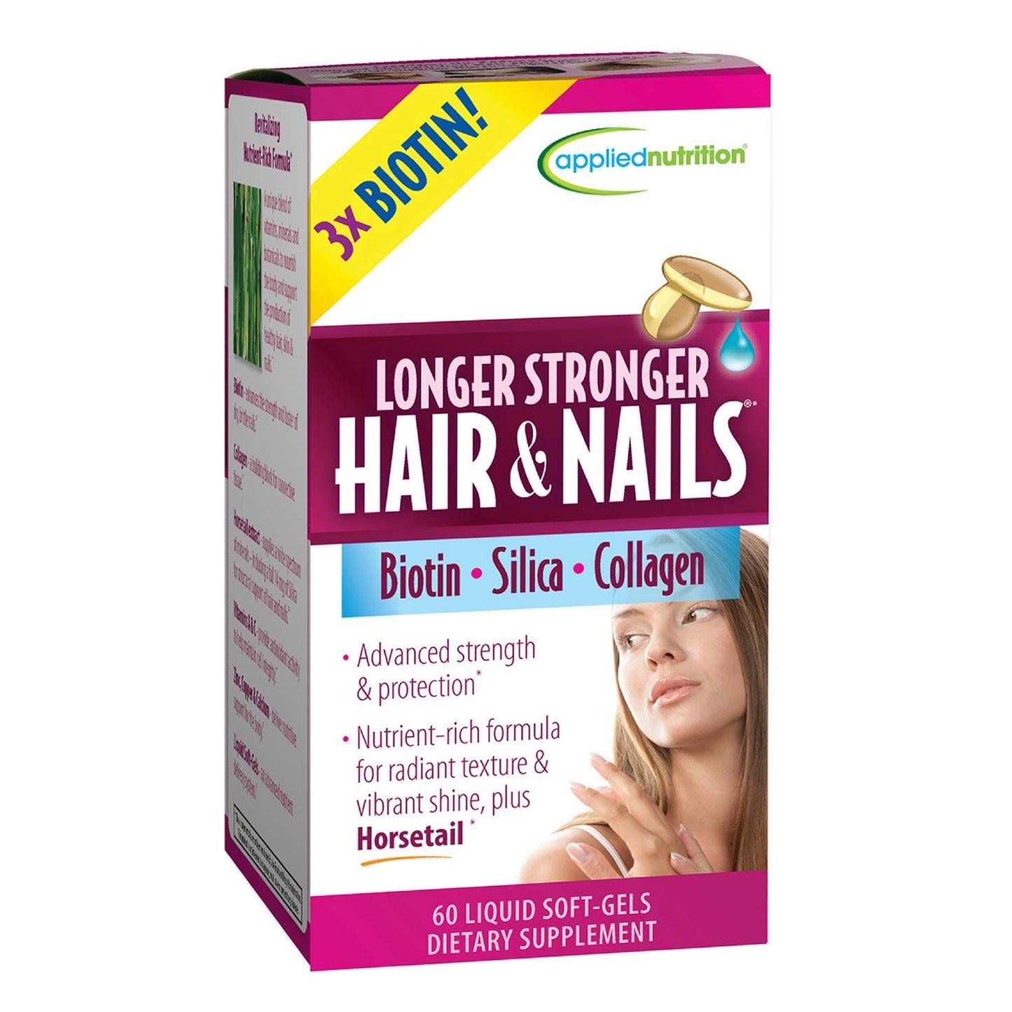 Applied Nutrition Longer, Stronger Hair and Nails, 60-Count
