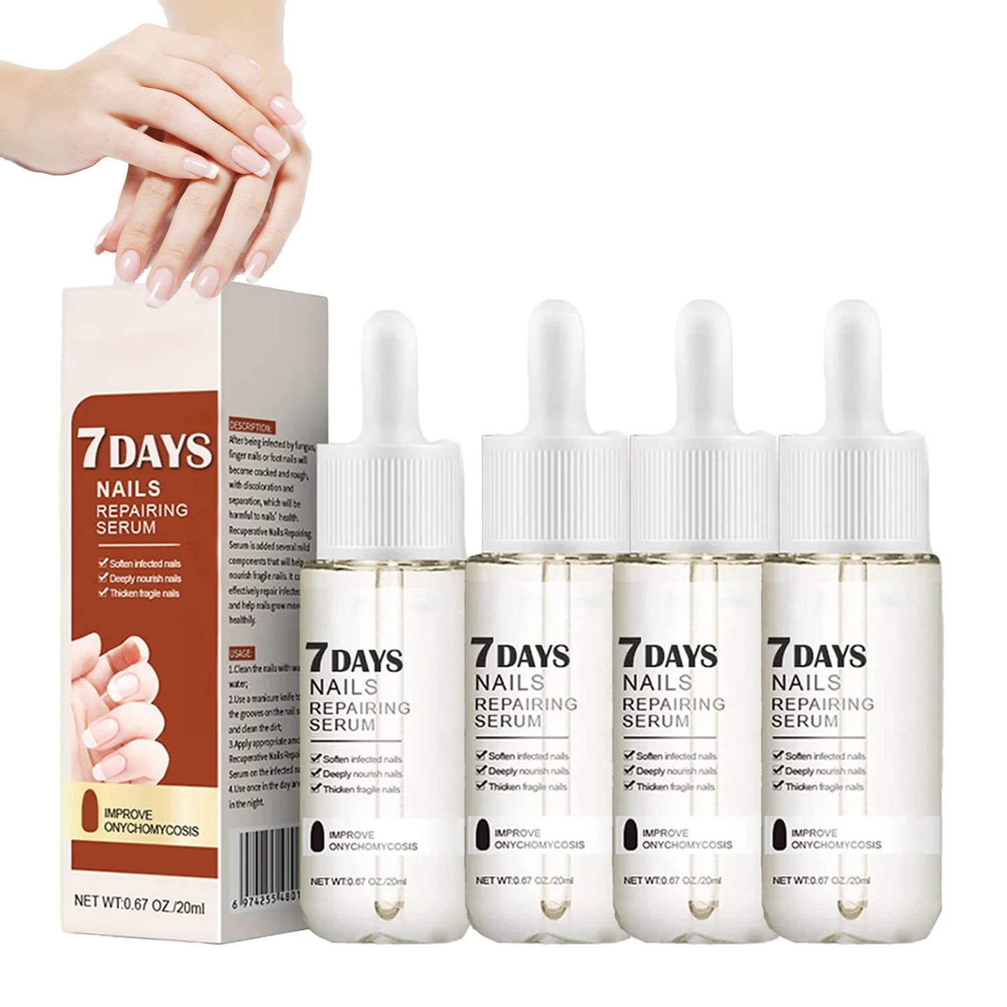 7 Days Nail Growth and Strengthening Serum,Nail Growth and Strength Serum,20ml Nail Growth & Strengthening Oil Serum,Stronger Nails in 1 Week Nail Strengthening Treatment(4PCS)