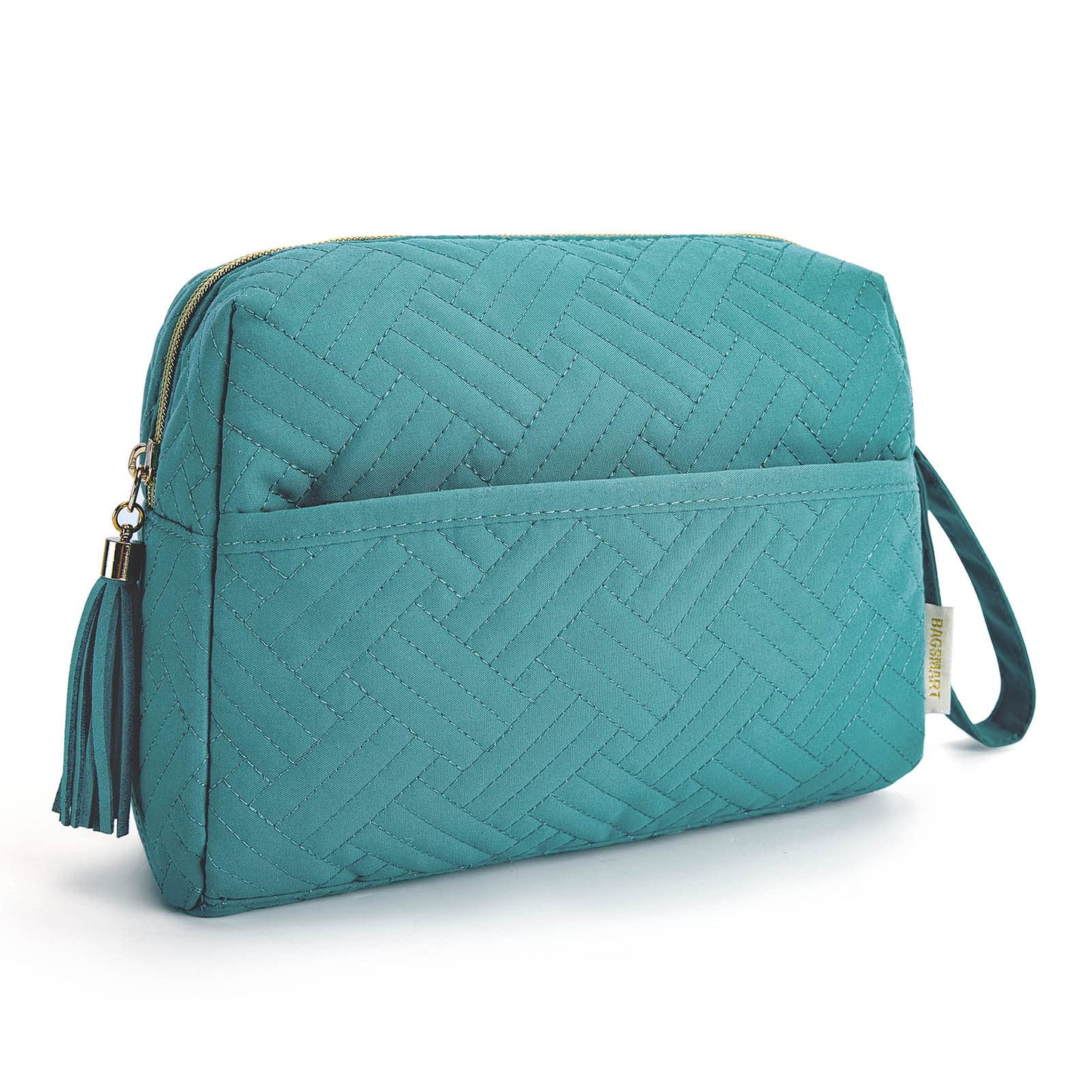 BAGSMART Makeup Bag, Elegant Roomy Cosmetic Pouch for Purse,Travel Zipper Pouch,Water-resistant Toiletry Bag,Makeup Accessories Organizer, Teal