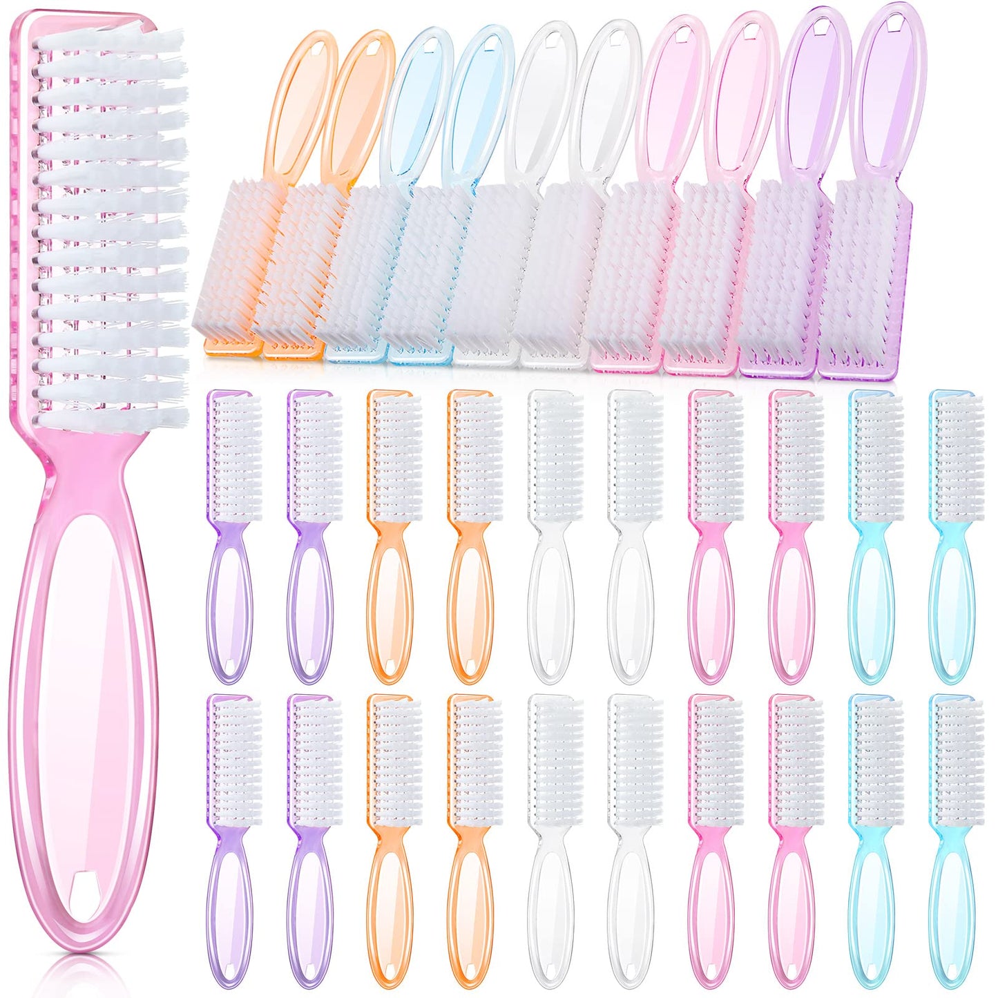 Patelai 30 Pcs Nail Scrubber Brushes Nail Brush for Cleaning Fingernails Handle Grip Manicure Brushes Pedicure Cleaning Brushes for Toes and Fingernail Cleaning, 5 Colors (Light Colors)