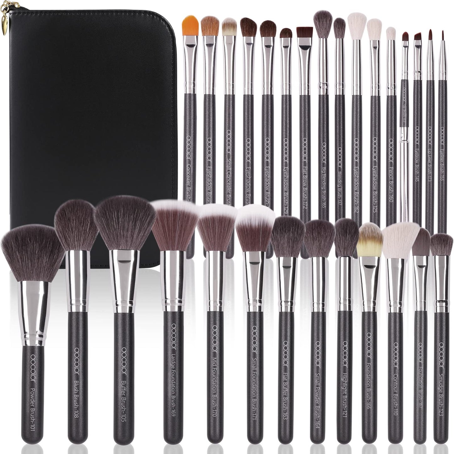 Docolor Professional Makeup Brush Set 29Pcs Makeup Brushes Valentines Day Gifts Premium Goat Synthetic Fiber Foundation Face Powder Blush Concealer Eyeshadows Make Up Brushes with PU Leather Case