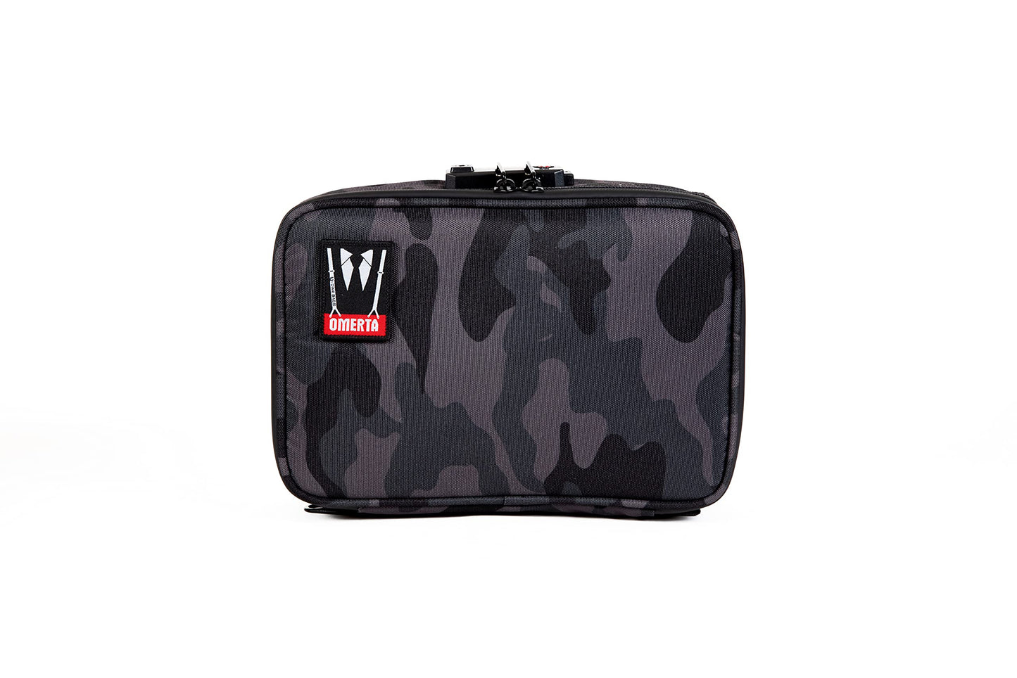 DIME BAGS Omerta Goodfella with Lock | Carbon Filter Locking Padded Pod | Activated Carbon Technology and TSA-Approved Combination Lock (10 inch, Camo)