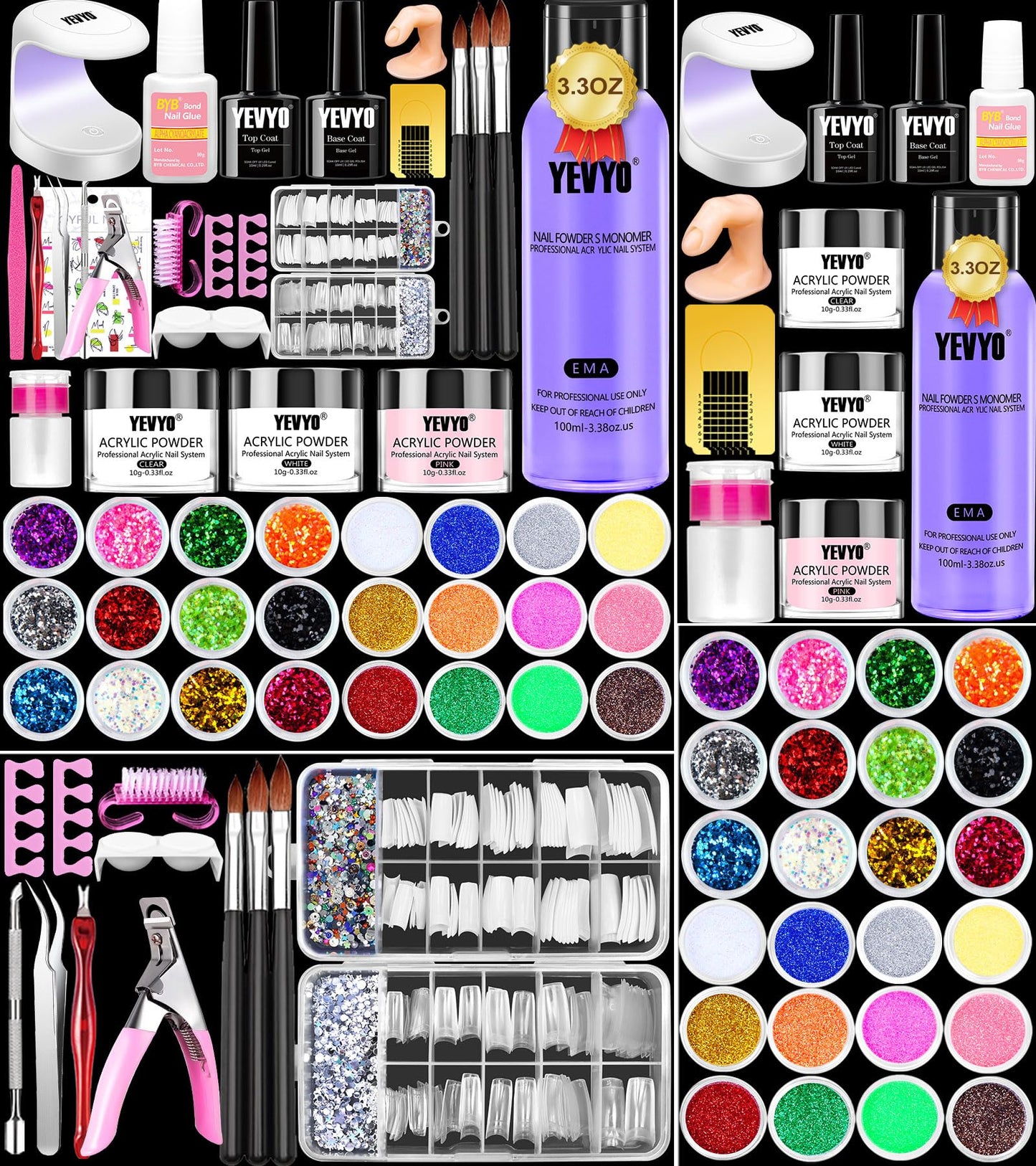 Acrylic Nail Kit With Everything For Beginners, Professional Nail Starter Kit With UV Light, Acrylic Powder And Liquid Monomer Set, Nail Glitter And DIY Nail Art Tools…