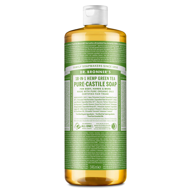 Dr Bronner's Green Tea Pure-Castile Liquid Soap 946ml UK DELIVERY ONLY