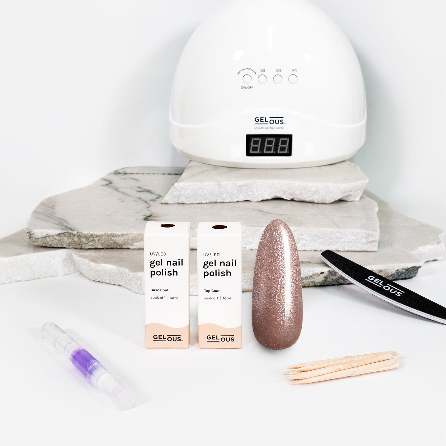 Gelous gel nail polish Rose Tinted Glasses Essentials Pack- photographed in New Zealand