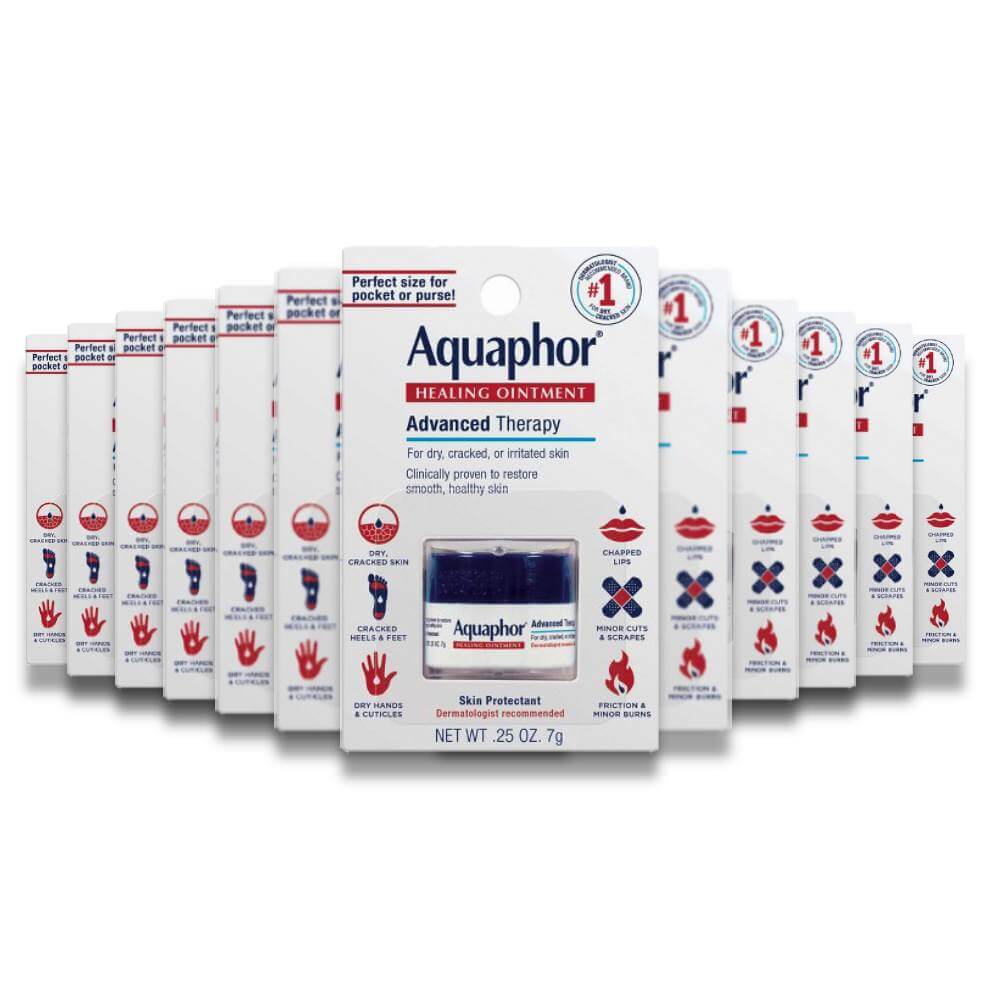 Aquaphor - Mini Jar, Advanced Therapy, Moisturizer, Unscented - 0.25 Oz - 12 Pack