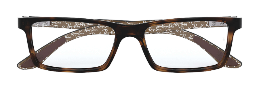 ray ban 8901 optical eyewear prescription glasses plastic acetate carbon fibre lightweight comfortable men classic traditional bold rectangular shape casual dressy trendy easy to wear business matte havana brown printing white