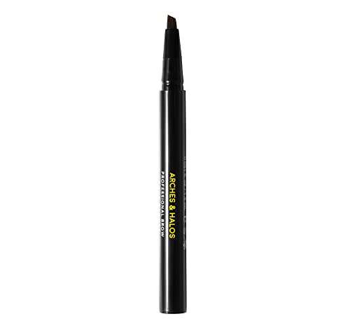 Arches & Halos Angled Bristle Tip Waterproof Brow Pen - Water Based And Smudge Proof - Fills In Sparse Brows And Gives Fuller Effect - Covers Scars Or Overplucked Brows - Neutral Brown - 0.051 Oz