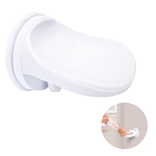 Shower Foot Rest for Shaving Legs,White Plastic Suction Cup Bathroom Pedal/Footrest Holder, Portable Bathtub Stool for Shower to Shave Legs,Without Drilling (White 01)