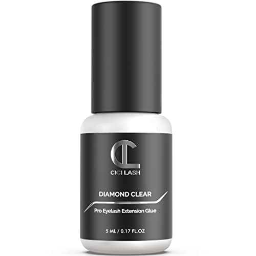 Diamond Clear Eyelash Extension Glue for Professionals - Maximum 7 Week Retention / 1-2 Second Drying Time Semi Permanent Individual/Volume Lash Glue with Transparent Color - Latex Free 5ML/0.17 FL.OZ