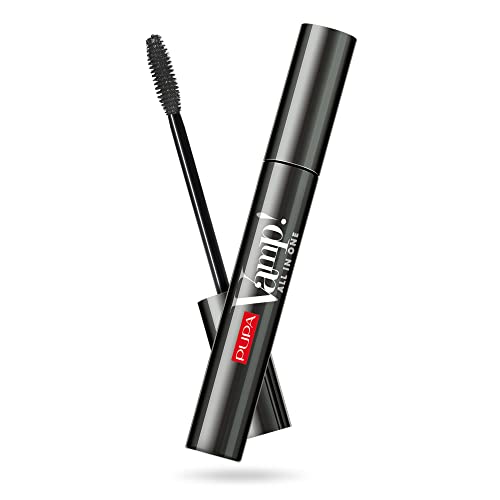 Pupa Milano Vamp! All In One Mascara - Add Extreme Volume and Length to Lashes - Serum-Infused Formula Promotes Thicker Lash Appearance - Smudge and Clump Resistant - 101 Extra Black - 0.3 oz