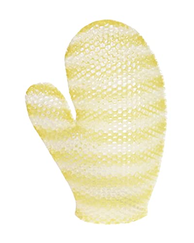 Supracor Stimulite Bath Mitt - Exfoliating Glove, Honeycomb Face and Body Scrubber, Spa and Shower Loofah, Firm Texture, Yellow & White