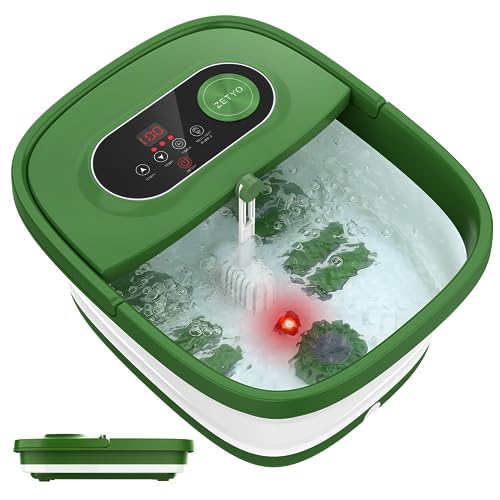 ZETYO Collapsible Foot Spa, Foot Spa Bath with Heat,Bubble,Red Light,and Temperature Control,Foot Bath Massager with 8 Shiatu Massage Roller,Foot Soaking Tub Soaker for Feet Stress Relaxation