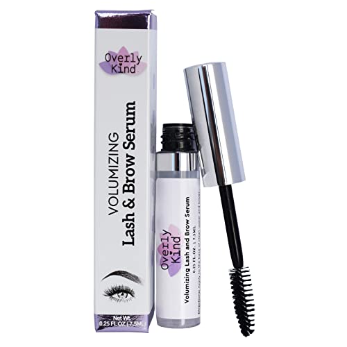 Overly Kind's Volumizing Eyelash & Eyebrow Hair Growth Serum Booster & Enhancer - Thicker, Longer Lash and Brow - USA Made - Vegan & Cruelty Free - Free from Parabens, Sulfates & Silicones