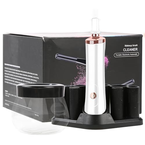 SuBleer Makeup Brush Cleaner Machine &Electric Instant Clean,Makeup Brush Cleaner Dryer In 360 Rotation Suit for All Size (White)