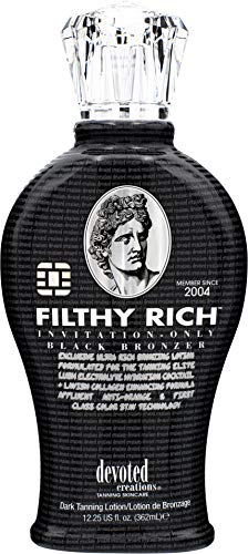 Devoted Creations Filthy Rich - Luxurious Dark Bronzing Formula with Anti-Orange Technology and High Levels of DHA, Natural, & Cosmetic Bronzers for Immediate Color 12.25 oz.