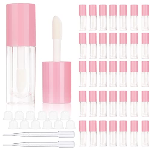COSIDEA 30pcs Pink Empty 6ml 0.2oz Lip Gloss Tubes with Big Doe Foot Wand，Round Lipgloss Containers，Concealer Tube Cosmetic Packing Container Bulk Wholesale