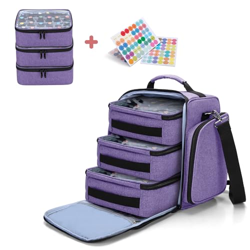 BAFASO Essential Oil Storage with 2 Sheet Labels, Essential Oil Case Holds 72 Bottles (15ml - 30ml), Purple