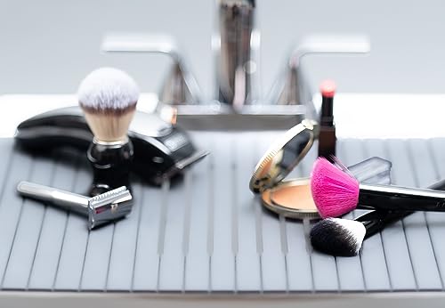 Top-it Gray Rectangular Silicone Sink Mat, 17.75 in L x 13.75 in W x 2.25 in H, Heat Resistant up to 450 Degrees Fahrenheit