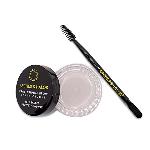 Arches & Halos Set And Sculpt Styling Wax - Delivers The Perfect Feathered Brow Look - Clear Formulation For All Skin Tones And Brow Types - No Residue Or Flaking - Long Lasting Hold - 0.28 Oz