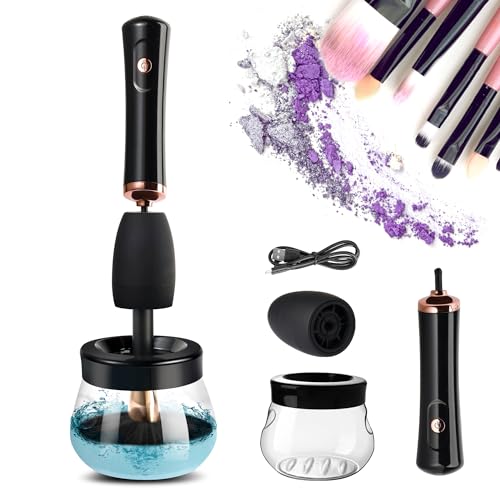 OMANIAC Electronic Makeup Brush Cleaner Machine, 3 Adjustable Speeds, Travel Portable Automatic Brushes Cleaner Cleanser Machine, Quick Wash & Dry Makeup Brush Cleaner Tools (Upgraded)