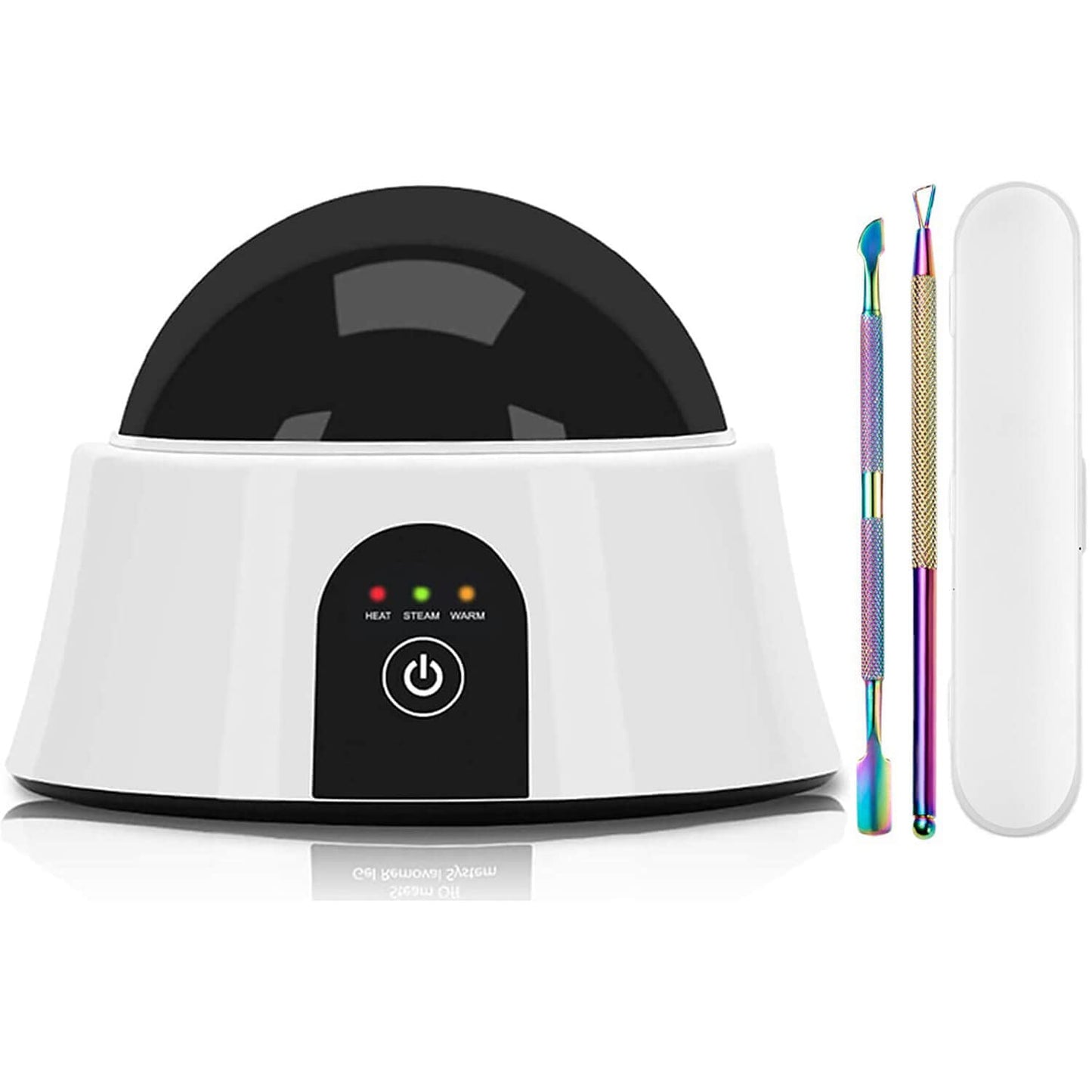 Upgraded Steam Nail Polish Remover Machine, Gel Nail Steamer with Color Cuticle Pusher Spoon Tools for Nail Gel Polish Removal, Black01