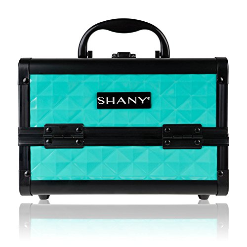 SHANY Chic Makeup Train Case Cosmetic Box Portable Makeup Case Cosmetics Beauty Organizer Jewelry storage with Locks, Multi trays Makeup Storage Box with Makeup Mirror - Turquoise