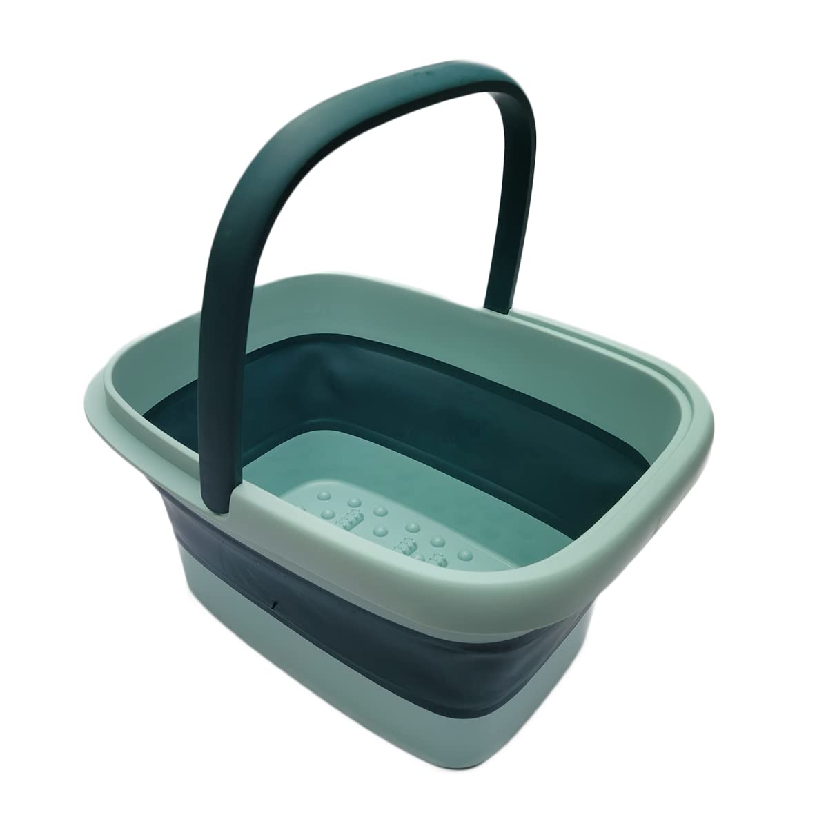 Collapsible Foot Soak Tub with Handle – Feet Soaking Tub - Pedicure Spa Foot Bath Basin – Foot Soaker Collapsible Bucket (Light Blue/Teal)
