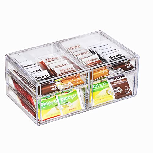 Clear Stackable Acrylic Storage Containers With 4 Drawers Under Sink Storage Bins Case Box For Jewelry Hair Accessories Nail Polish Lipstick Make up Marker Pen