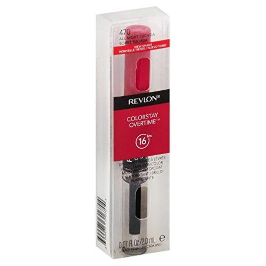 Revlon ColorStay Overtime Lip Color,470 All Night Fuchsia, (Pack of 2)