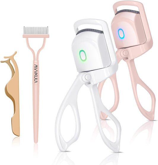 [2+2pack]Heated Eyelash Curlers,Rapid Heated Lash Curler, with Sensing Heating Silicone Pad,Quick Natural Curling for Long Lasting, 2Heating Modes,Rechargeable Portable Electric Eyelash Curler