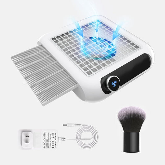80W Nail Dust Collector with Reusable Filter, Dust Collector Nail Tech Low Noise, Nail Vacuum Cleaner,Perfect for Acrylic Gel Nail Polishing, Home Salon