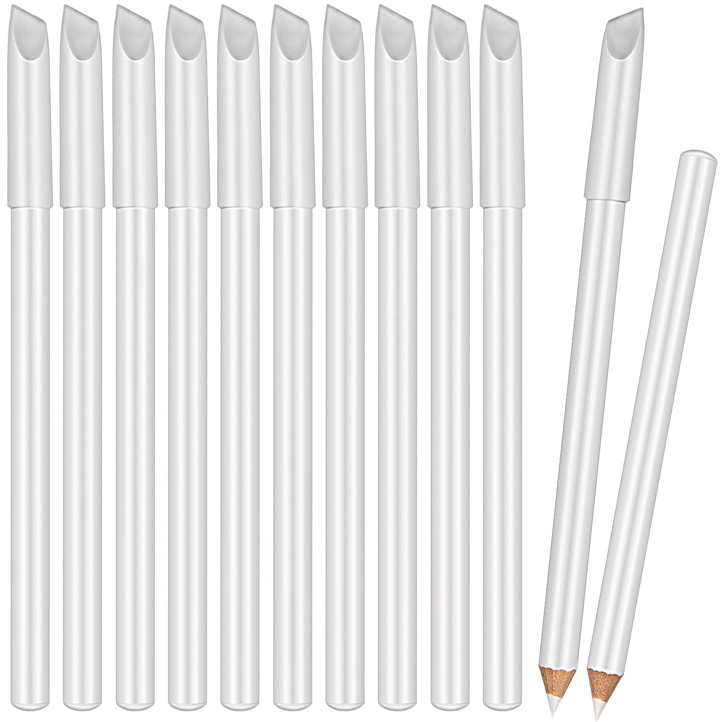 12 Pieces White Nail Pencil 2-in-1 Nail Whitening Pencils French Nail Design Pencils with Cuticle Pusher for DIY Nail Design Manicure Supplies