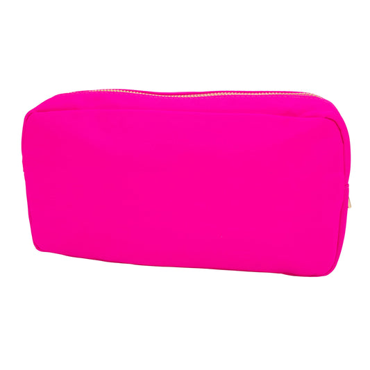 Phlox Collective Nylon Teddy Corduroy Travel Cosmetic Pouch Bag Makeup Pouch Bag (Hot Pink, Medium)