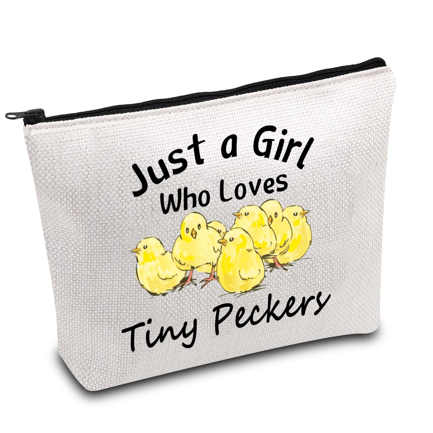 BDPWSS Chicken Cosmetic Bag Chicken Lover Gift Crazy Chicken Lady Gift Just A Girl Who Loves Tiny Peckers Gift For Chicken Owner Chicken Mom Gift (Girl loves tiny)