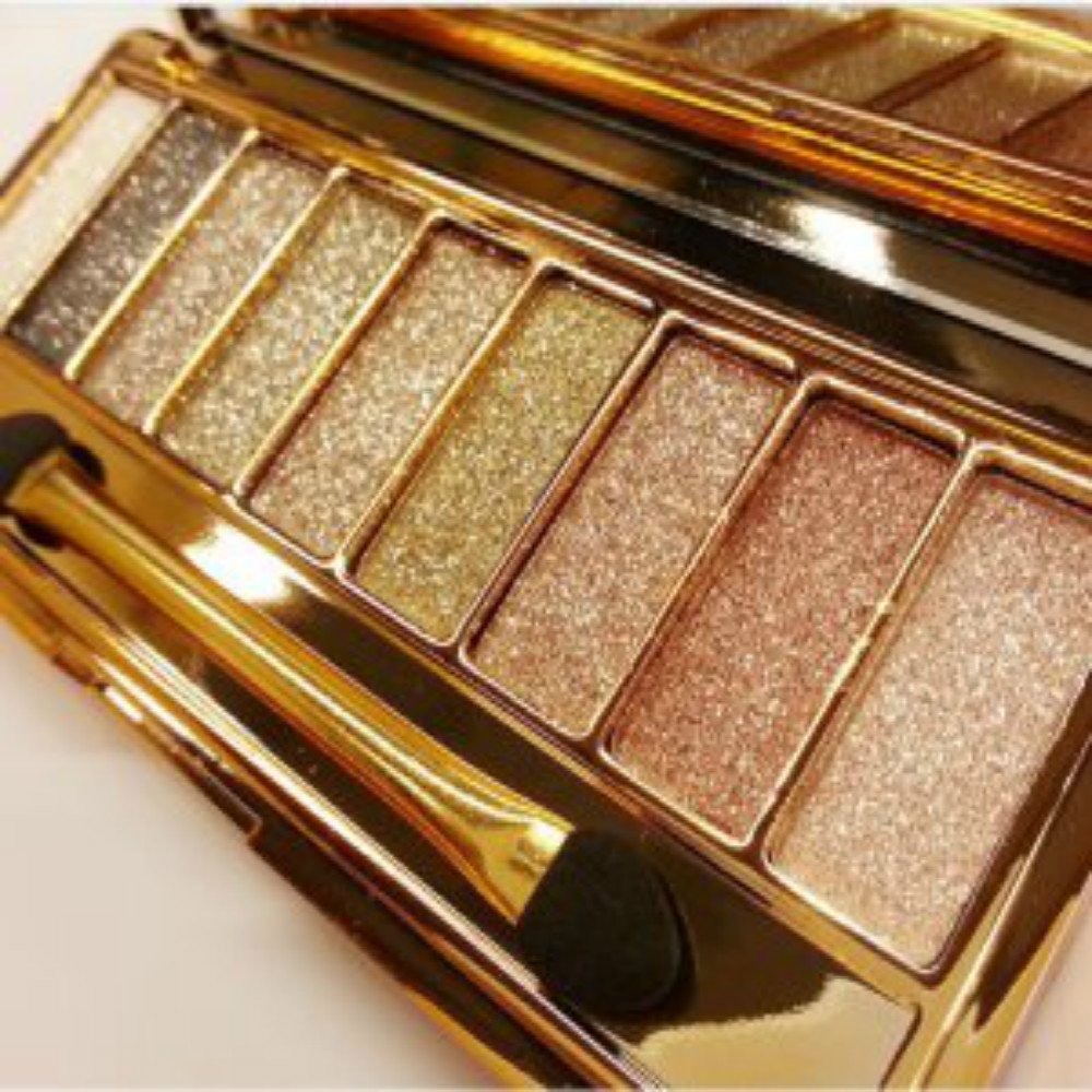 Sparkle Eyeshadow Palette&9 Colors Shimmer Makeup Palette & Cosmetic Brush Set &Gold Glitter, Highly Shining Pigmented Diamond &9 Color Eyeshadow 6# (1pc)