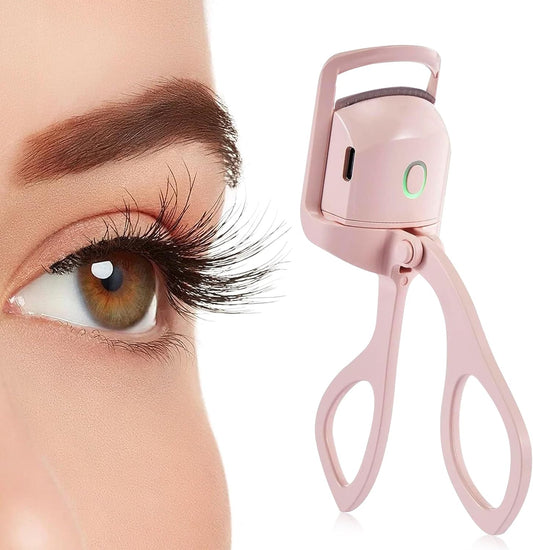 Dust2oasis® Heated Eyelash Curlers,Rapid Heat Lash Curler,Long Lasting Curling with Sensing Heating Silicone Pad,2 Premature Setting & USB Rechargeable Eye Lash Curler (Gray Pink)