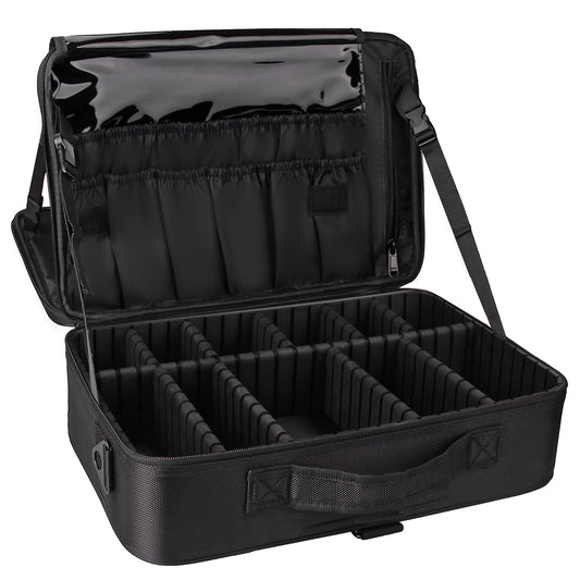 Relavel Travel Makeup Train Case Makeup Cosmetic Case Organizer Portable Artist Storage Bag with Adjustable Dividers for Cosmetics Makeup Brushes Toiletry Jewelry Digital Accessories